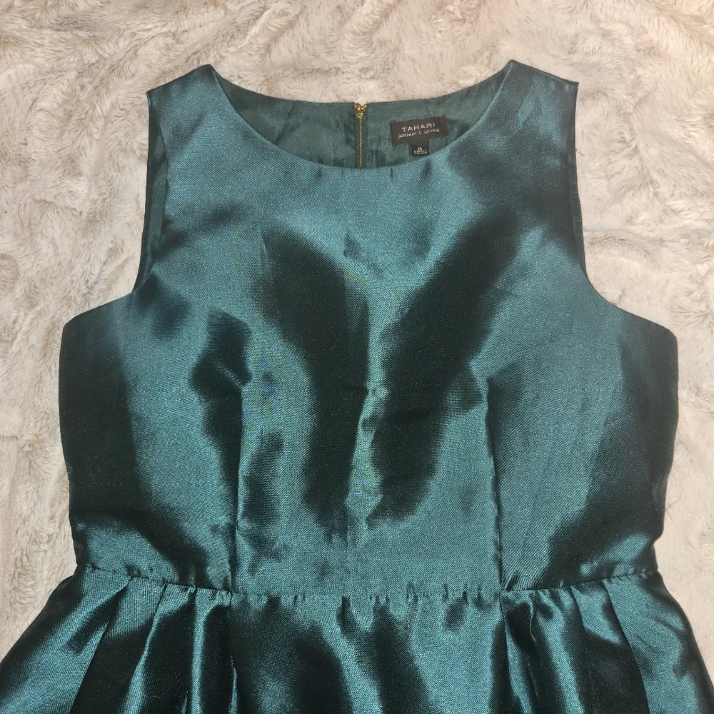 Emerald Green Jewel Satin Fit & Flare Cockail Dress 16 - Picture 4 of 10
